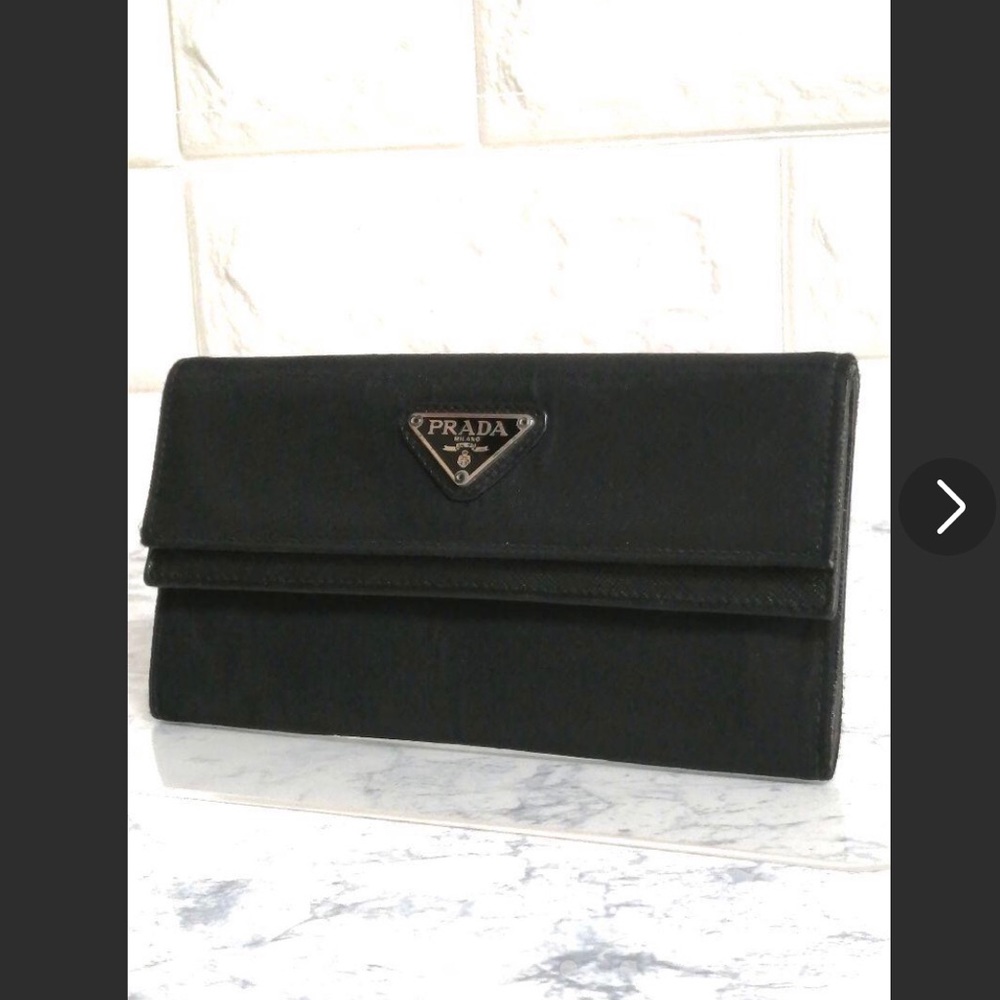 Genuine PRADA Nylon larget Wallet Black